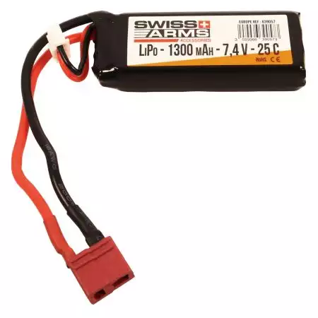 Batterie LI-PO AN/PEQ 7.4v - 1300 mAh - 25C - T-Dean - Swiss Arms