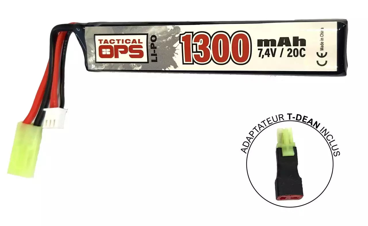 Batterie LI-PO Stick 7.4v 1300mAh Mini Tamiya Tactical OPS - TAC6611