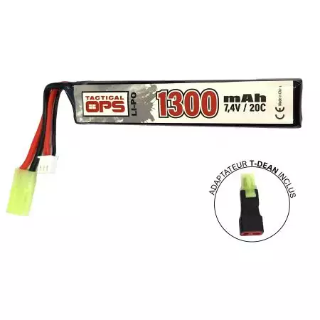 Batterie LI-PO Stick 7.4v – 1300mAh – 20C – Mini Tamiya – Tactical OPS