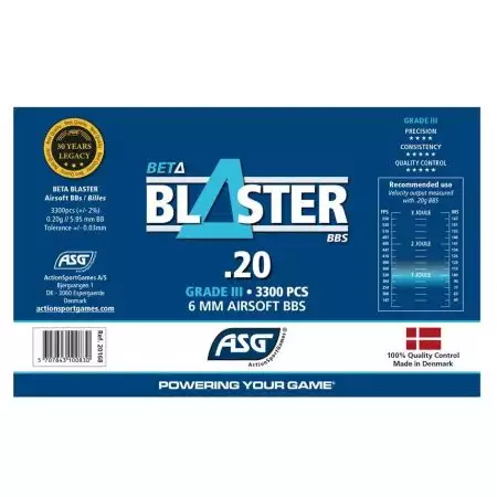 Bouteille 3300 Billes 0.20g Beta Blaster ASG - Blanches