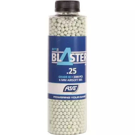 Bouteille 3300 Billes 0.25g Beta Blaster ASG - Blanches