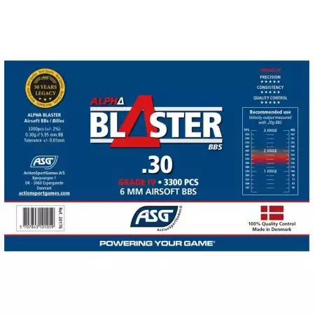Bouteille 3300 Billes 0.30g Alpha Blaster ASG - Blanches