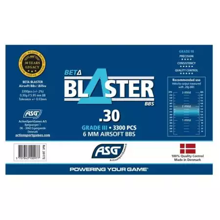 Bouteille 3300 Billes 0.30g Beta Blaster ASG - Blanches