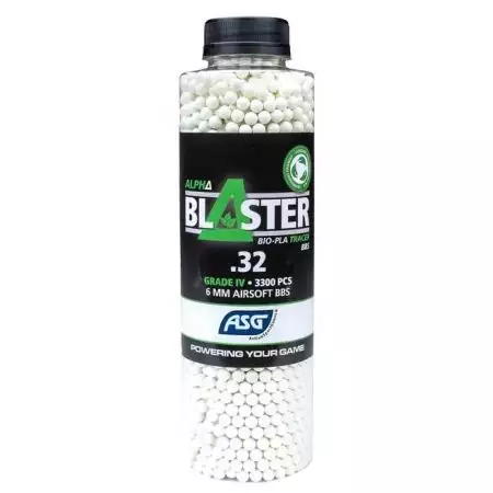 Bouteille 3300 Billes Bio Traçantes 0.32g Alpha Blaster ASG - Vertes