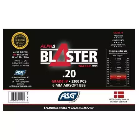 Bouteille 3300 Billes Tra&ccedil;antes 0.20g Alpha Blaster ASG - Rouges
