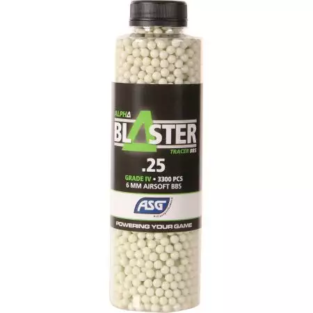 Bouteille 3300 Billes Traçantes 0.25g Alpha Blaster ASG - Vertes