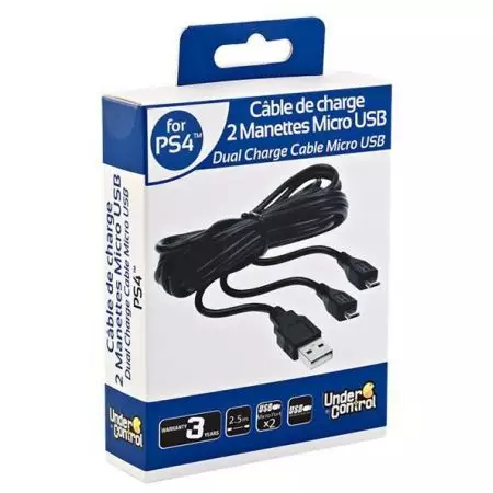 Câble de Charge USB pour 2 Manettes PS4 & Xbox One - Under Control