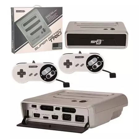 Console SR3 Super Retro Trio 3 SNES, Nintendo et Megadrive - Grise