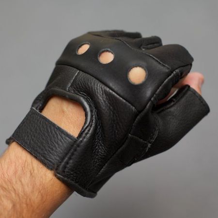 Gants Mitaine - Cuir - Miltec - Noir