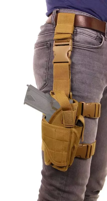 Mfh Holster De Cuissard Pour Pistolet Molle Droitier Olive