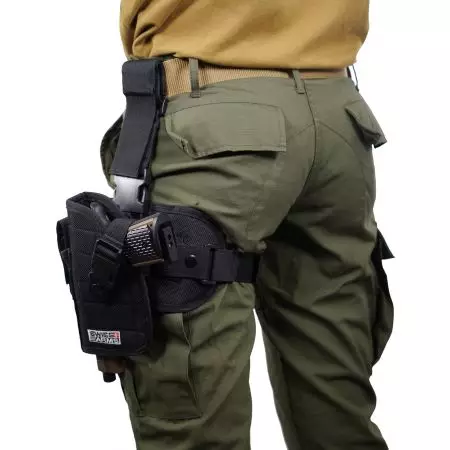 Holster De Cuisse Gaucher Universel Semi-Rigide Swiss Arms - Noir
