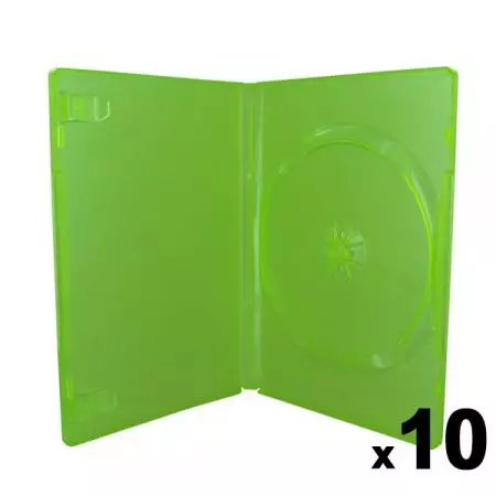 Lot de 10 boitiers Vert Translucide CD / DVD / Jeux Video Xbox 360 