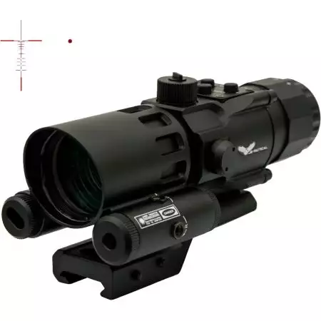 Lunette de visée Prismatique 4x32 + Laser Inférieur JS Tactical - Noir