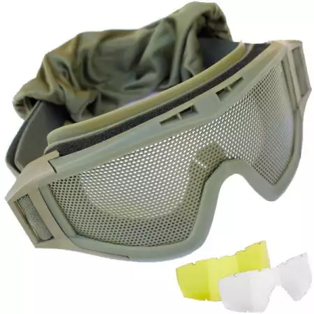 Lunettes Masque De Protection Grillag&eacute; Elite Force MG300 OD + 2 Ecrans De Protection - 25039
