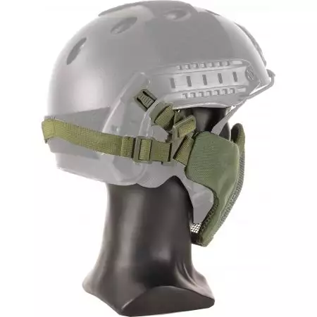 Masque de Protection Grillage EVO Stalker + Support Casque - Olive