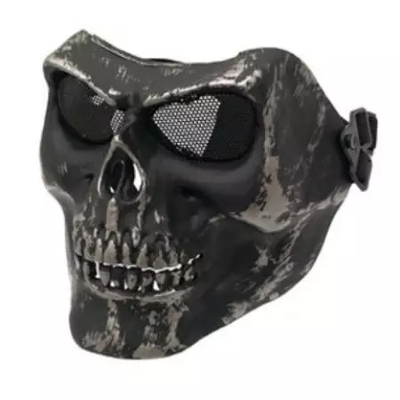 Masque Integral Rigide Skull Tête de Mort Airsoft - Silver Black