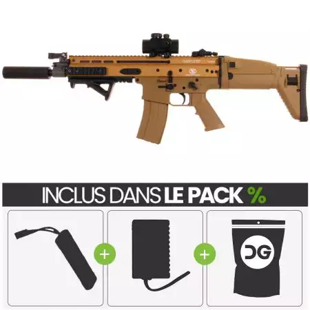 PACK PROMO | Fusil FN Herstal SCAR-L AEG Cybergun - Tan