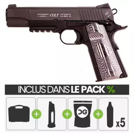 PACK PROMO | Pistolet Colt 1911 Combat Unit Co2 GBB Cybergun - Noir