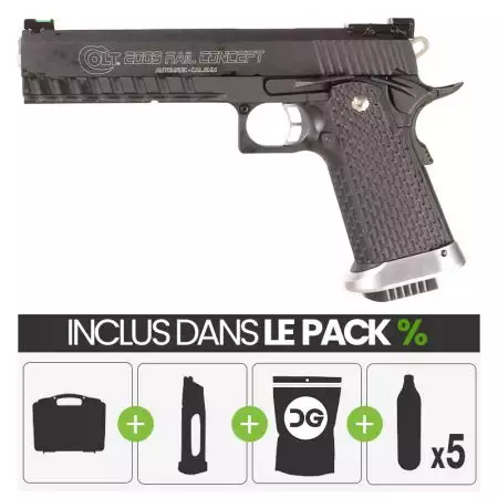 PACK PROMO | Pistolet Colt Hi-Capa 2009 RailConcept Co2 GBB Cybergun - Noir
