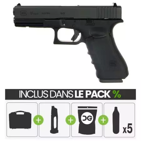 PACK PROMO | Pistolet Glock 17 Gen 4 Co2 GBB Cybergun - Noir