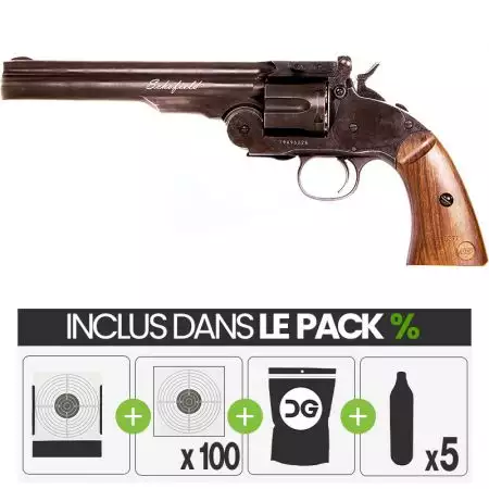 PACK PROMO | Pistolet Revolver Schofield 6P Co2 ASG - Noir