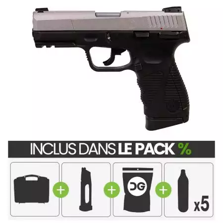 PACK PROMO | Pistolet Taurus PT 24/7 G2 Co2 GBB Cybergun - Bi-ton Silver