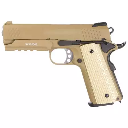 Pistolet 1911 MEU Desert Warrior 4.3 Gaz GBB WE - Tan