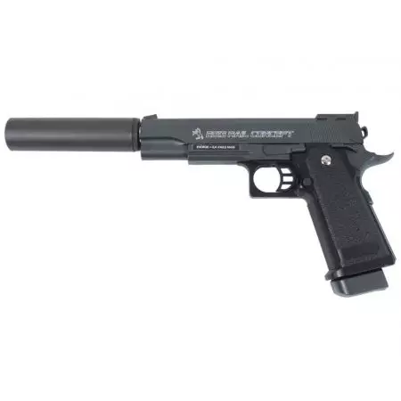 Pistolet Colt Rail Concept Spring Full Metal + Silencieux - Noir