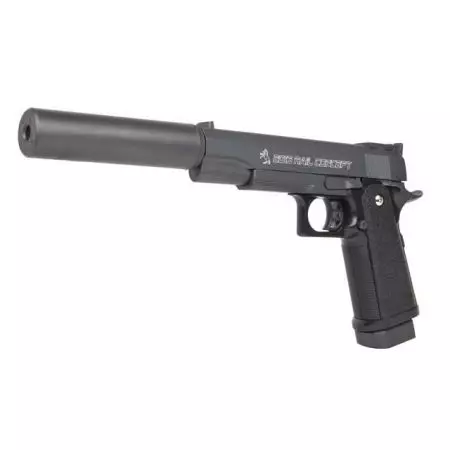 Pistolet Colt Rail Concept Spring Full Metal + Silencieux - Noir