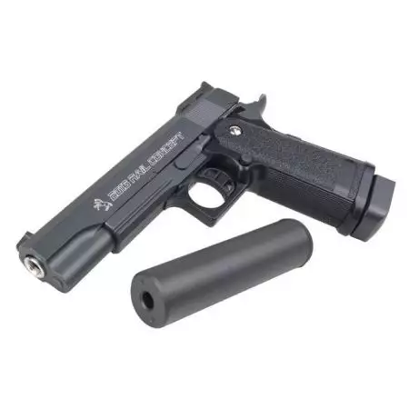 Pistolet Colt Rail Concept Spring Full Metal + Silencieux - Noir