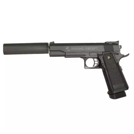 Pistolet Colt Rail Concept Spring Full Metal + Silencieux - Noir