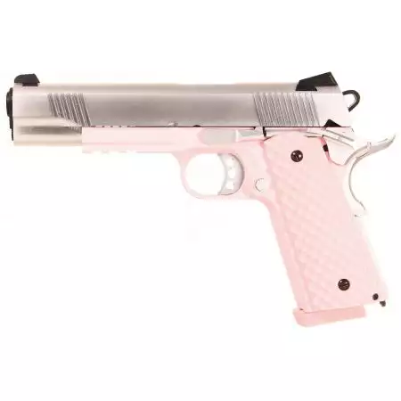 Pistolet Raven 1911 MEU Rail Gaz GBB Full Metal Nuprol - Rose & Silver