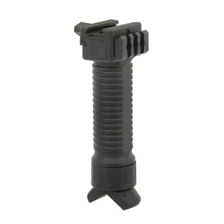 Poign&eacute;e Verticale avec Bi-Pied Retractable + Rail Picatinny - Noir
