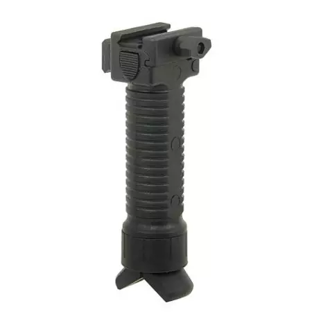 Poign&eacute;e Verticale avec Bi-Pied Retractable + Rail Picatinny - Noir