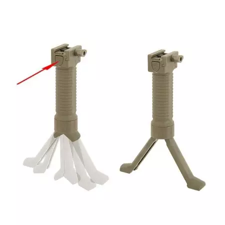 Poignee Verticale avec Bipied Retractable - Grip Tactique - Tan