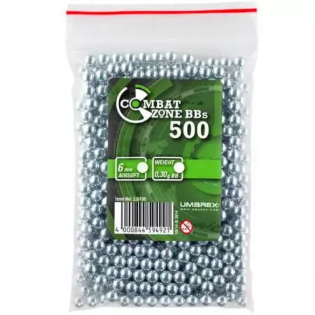 Sachet 500 Billes Aluminium 6mm 0.30g Combat Zone Airsoft - Grises