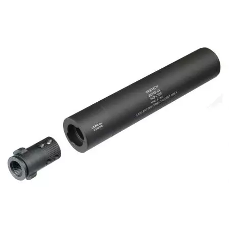 Silencieux QD Gemtech 185x35mm 14mm CCW Antihoraire King Arms Noir