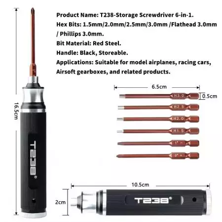 Tournevis Portatif 6 en 1 Acier - T238