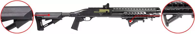Fusil a Pompe Secutor-Velites V GOLD S Series Spring Noir SAV0017 crosse str et poignee afg airsoft 1