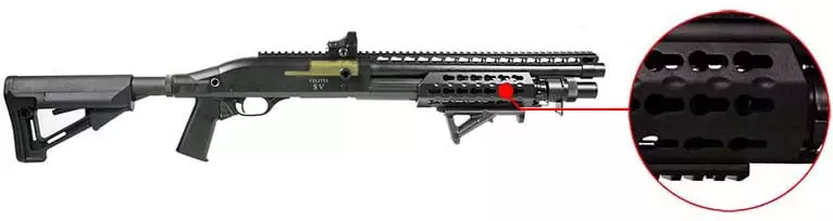 Fusil a Pompe Secutor Velites V GOLD S Series Spring Noir SAV0017 Garde main keymod airsoft 1