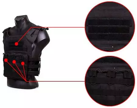 gilet tactique jpc plate carrier miltec noir 13463202 poches airsoft 1 optimized