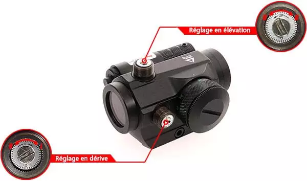 lunette 1x25 point rouge vert red green dot-laser delta tactics reglage derive elevation airsoft 1 optimized