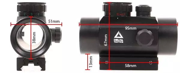 lunette red green dot tube-1x30 point rouge vert-delta tactics dimensions airsotf 1 optimized
