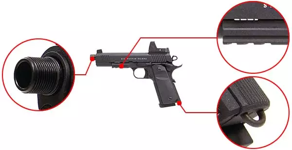 pistolet secutor 1911 rudis xii magna co2 noir sar0027 accessoirisation airsoft 1