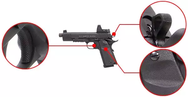 pistolet secutor 1911 rudis xii magna co2 noir sar0027 confort airsoft 1