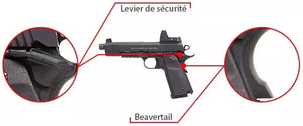 pistolet secutor 1911 rudis xii magna co2 noir sar0027 double securite airsoft 1