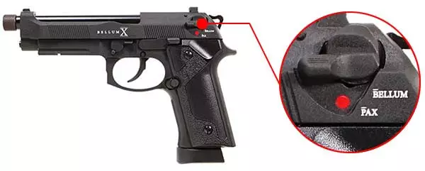 pistolet secutor m92 bellum x co2 gbb noir sab0001 levier de securite 1 optimized