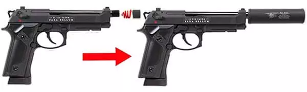pistolet secutor m92 bellum x co2 gbb noir sab0001 montage silencieux 1 optimized