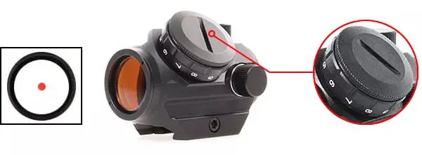 red dot mini dot sight point rouge swiss arms avec rail weaver 263875 luminosite airsoft 1 optimized