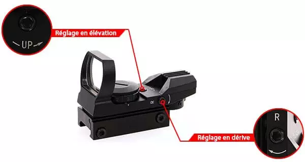 red dot sight visee point rouge verte multi reticules 30mm rail picatinny 263916 reglages airsoft 1 optimized